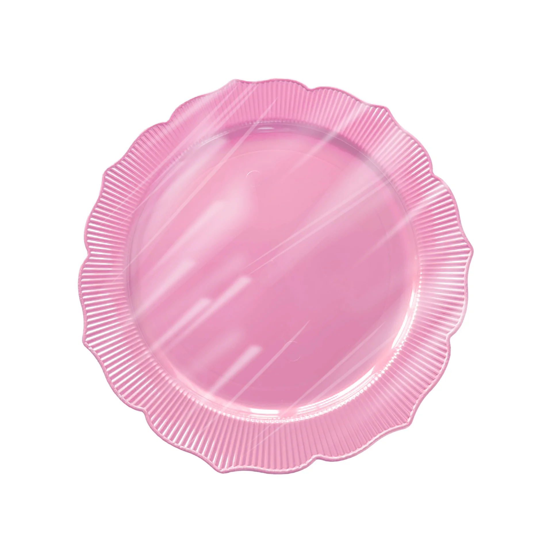 Roll-Up Plastik Kalın Tabak Büyük 26 cm Pembe 6 Adet
