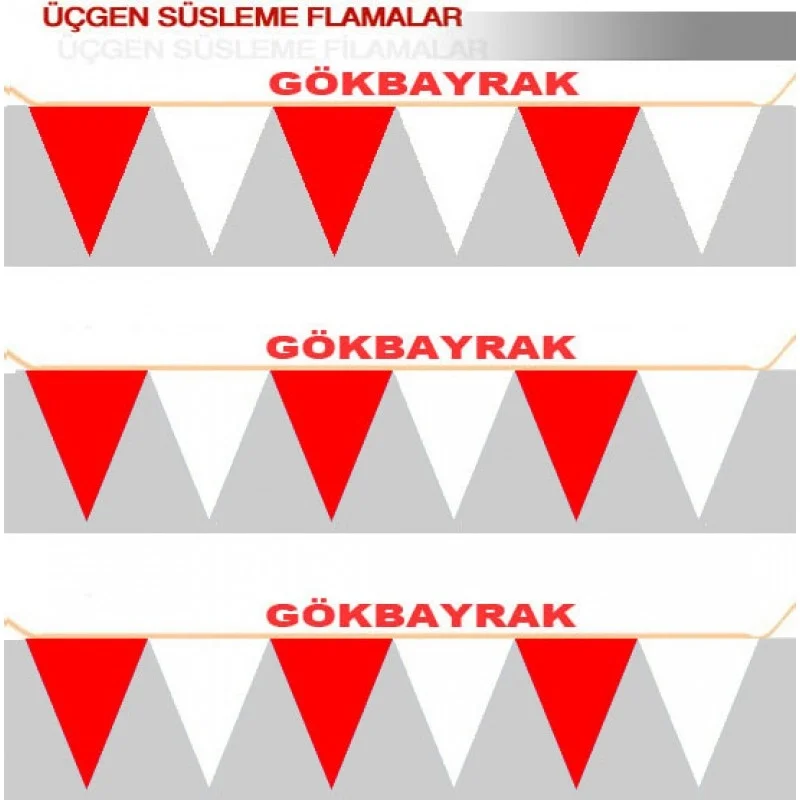 Kırmızı-Beyaz- Üçgen Flama-23x28 cm