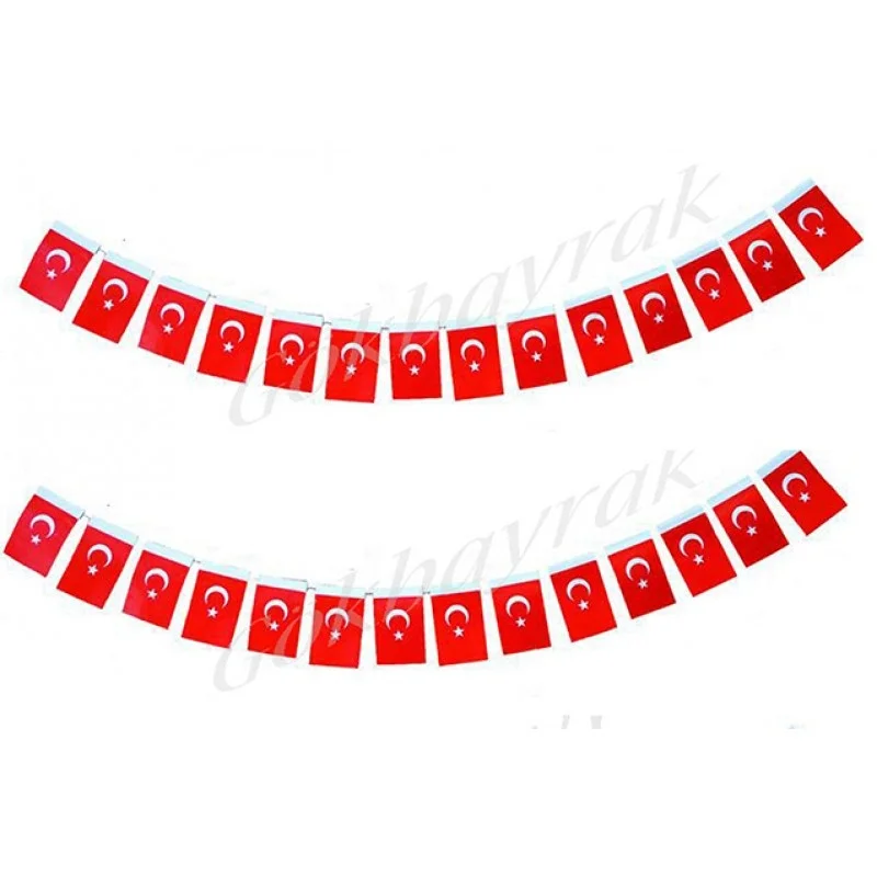 İpe Dizili Kağıt Bayrak(40'lı)-6x10 cm
