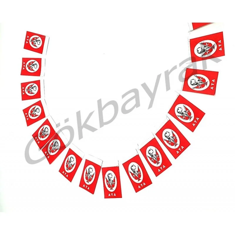 İpe Dizili Atatürk Bayrağı (40'lı)-6x10 cm