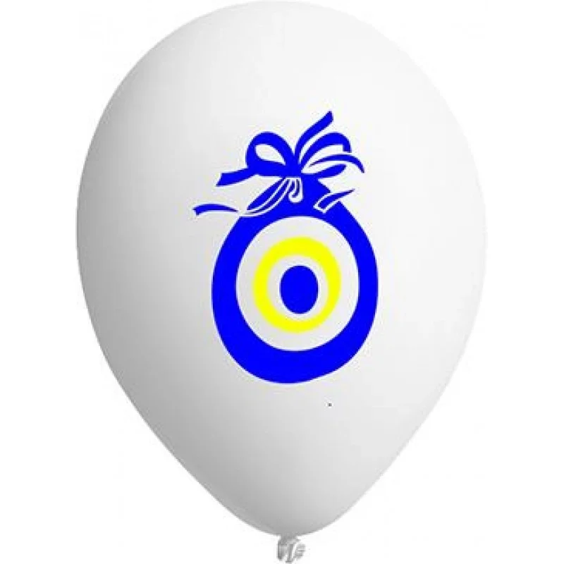 Nazar boncuklu beyaz Balon (100'lü)