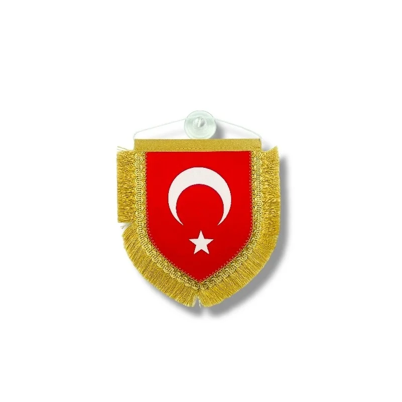 Türk bayrağı-Beşgen Flama 15x16 cm (Saten)
