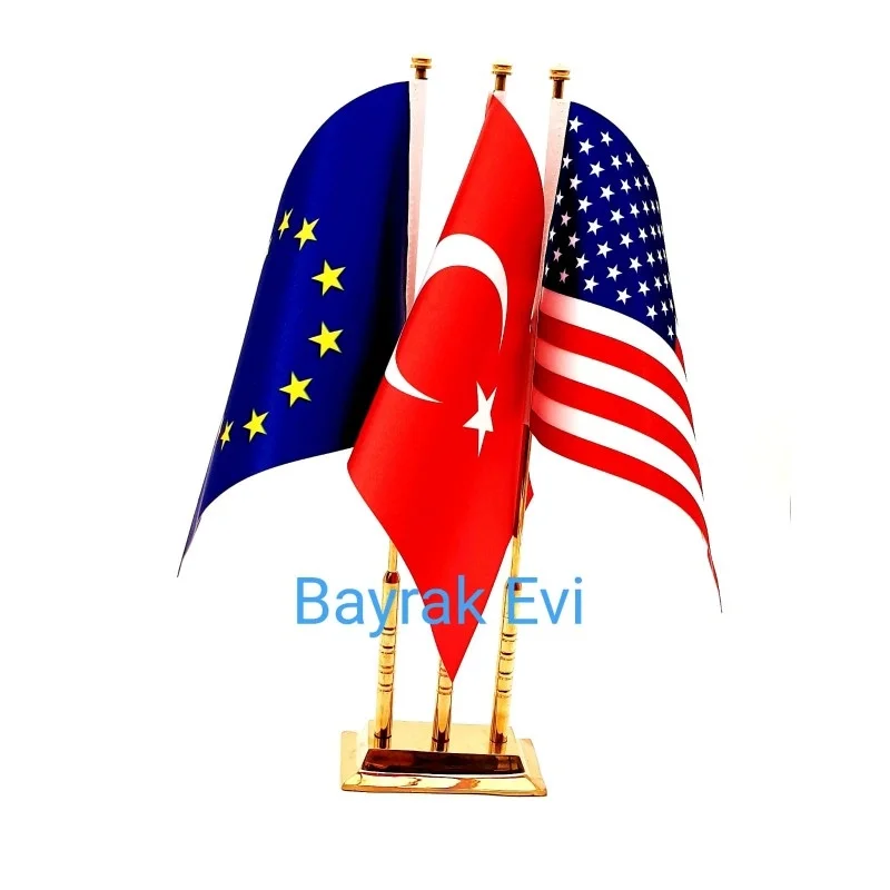 Pirinç Üçlü Masa Bayrağı