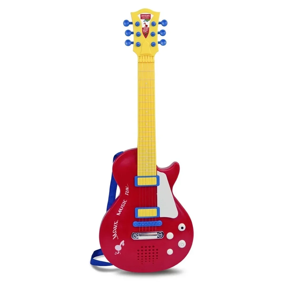 Elektronik Tuşlu ve Telli Askılı Kırmızı Gitar
