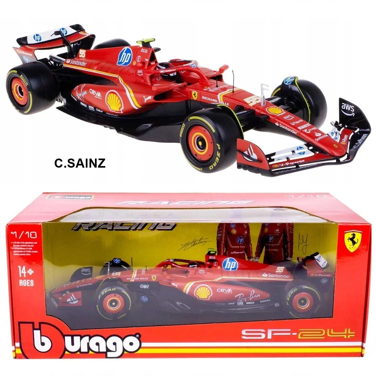 1:18 Ferrari SF-24 Formula Model Araba