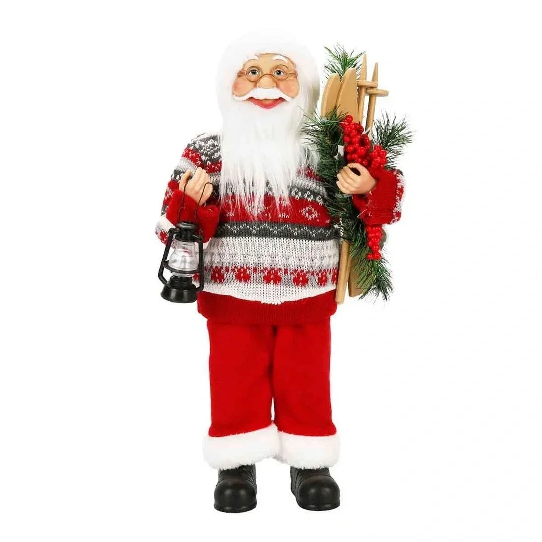 Gaz Lambası Taşıyan Noel Baba Dekoratif Biblo 46 cm