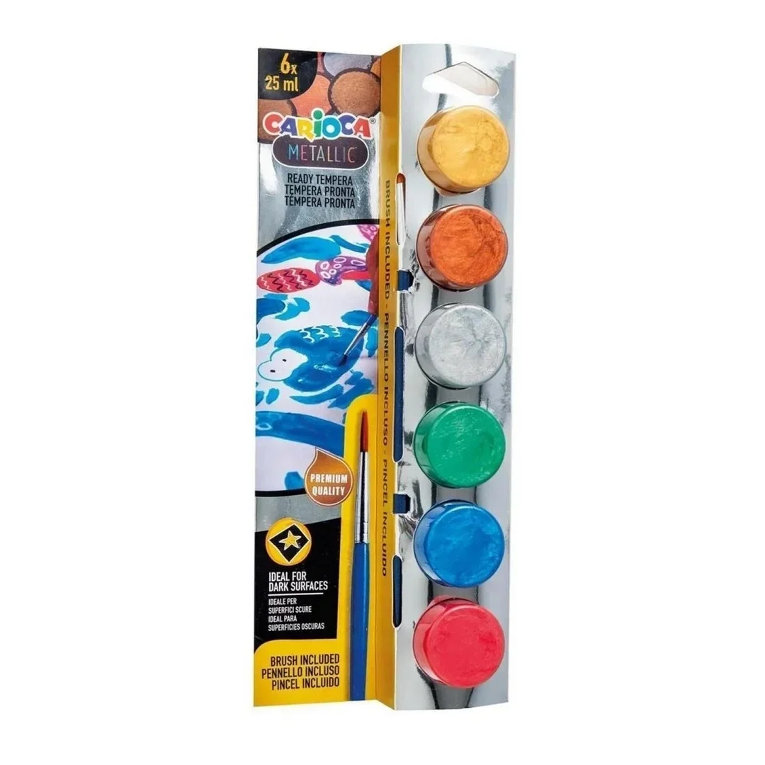 Carioca Metalik Tempera Fırçalı Suluboya Yıkanabilir 6x25 ml