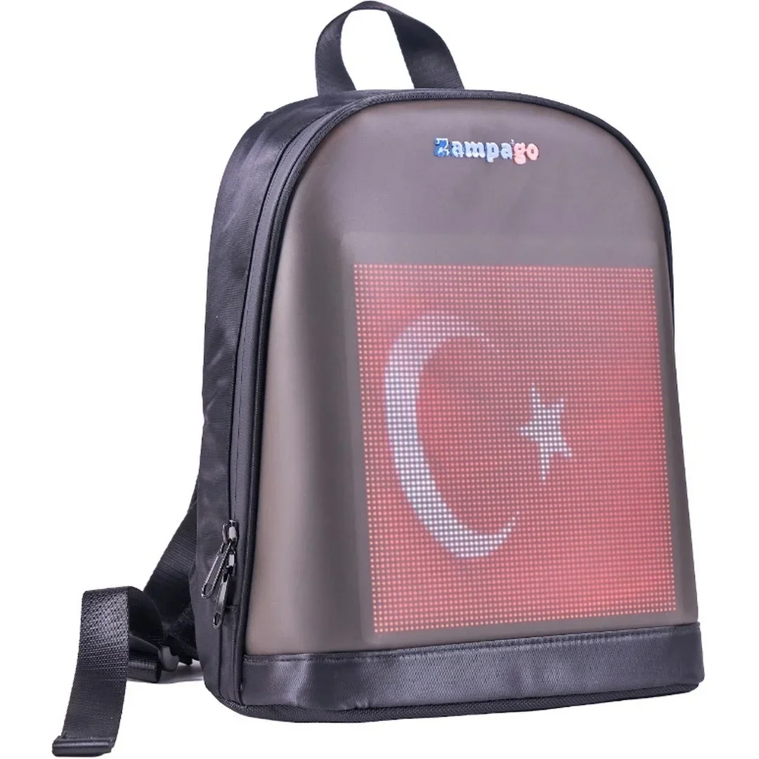 Zampago Bluetooth Kontrollü Işıklı Dijital Ekran Çanta Siyah