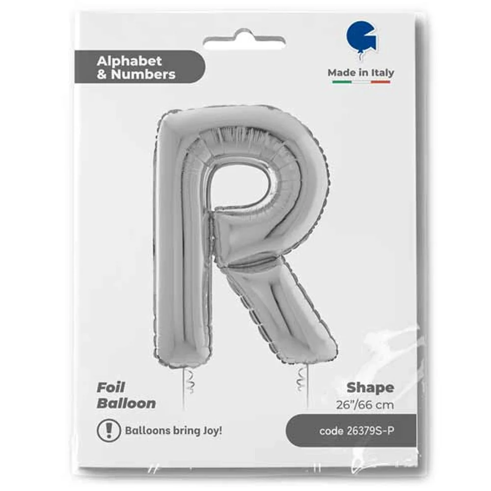 R Harf Grabo Gümüş Folyo Balon 26"