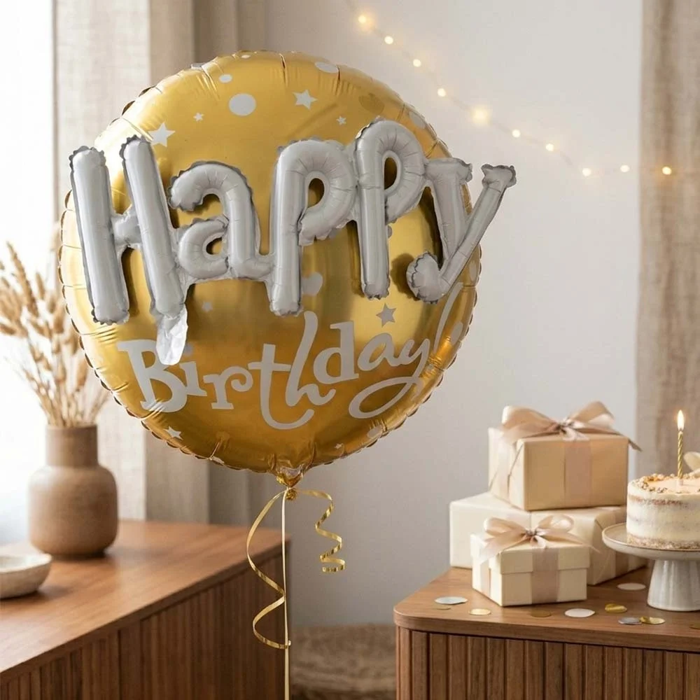 3D Kabartma "Happy Birthday" Yazılı Doğum Günü Balonu