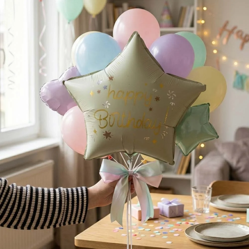 Happy Birthday Yazılı Yıldız Şekilli Folyo Balon