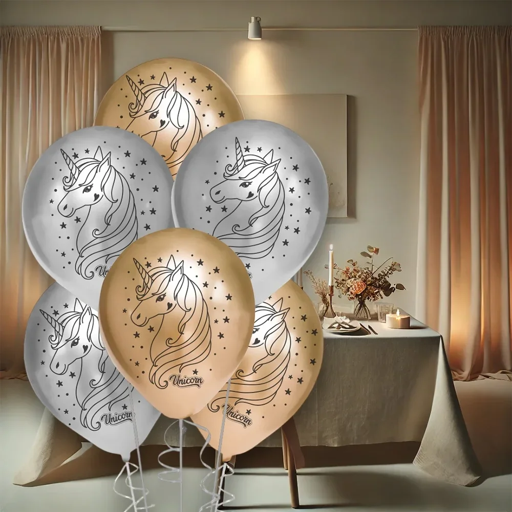 Elegant Unicorn Baskılı Metalik Balon 12"
