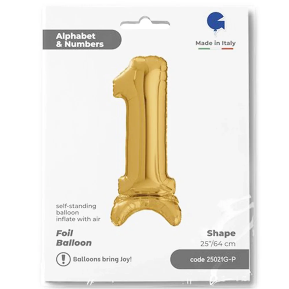 1 Rakam Altın Stands Up Grabo Folyo Balon 25"