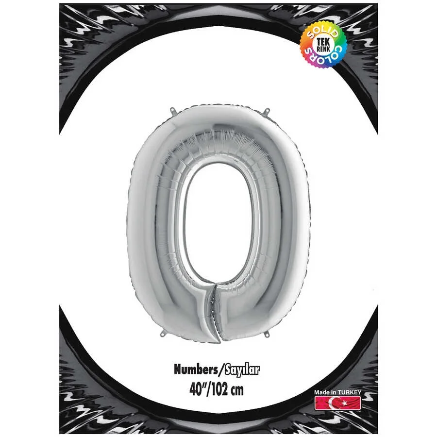 0 Rakam Gümüş Folyo Balon 40"