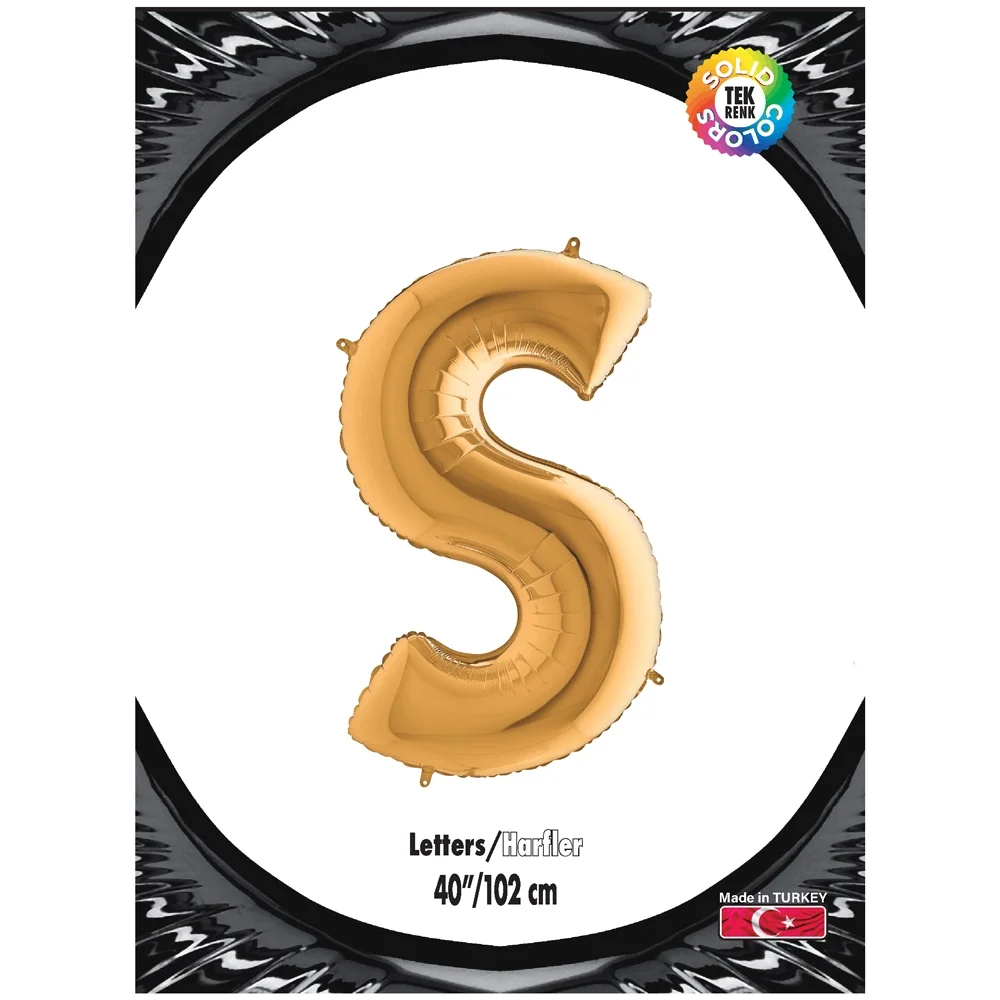 S Harf Altın Folyo Balon 40"