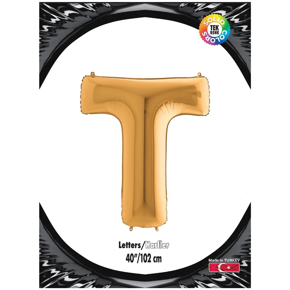 T Harf Altın Folyo Balon 40"