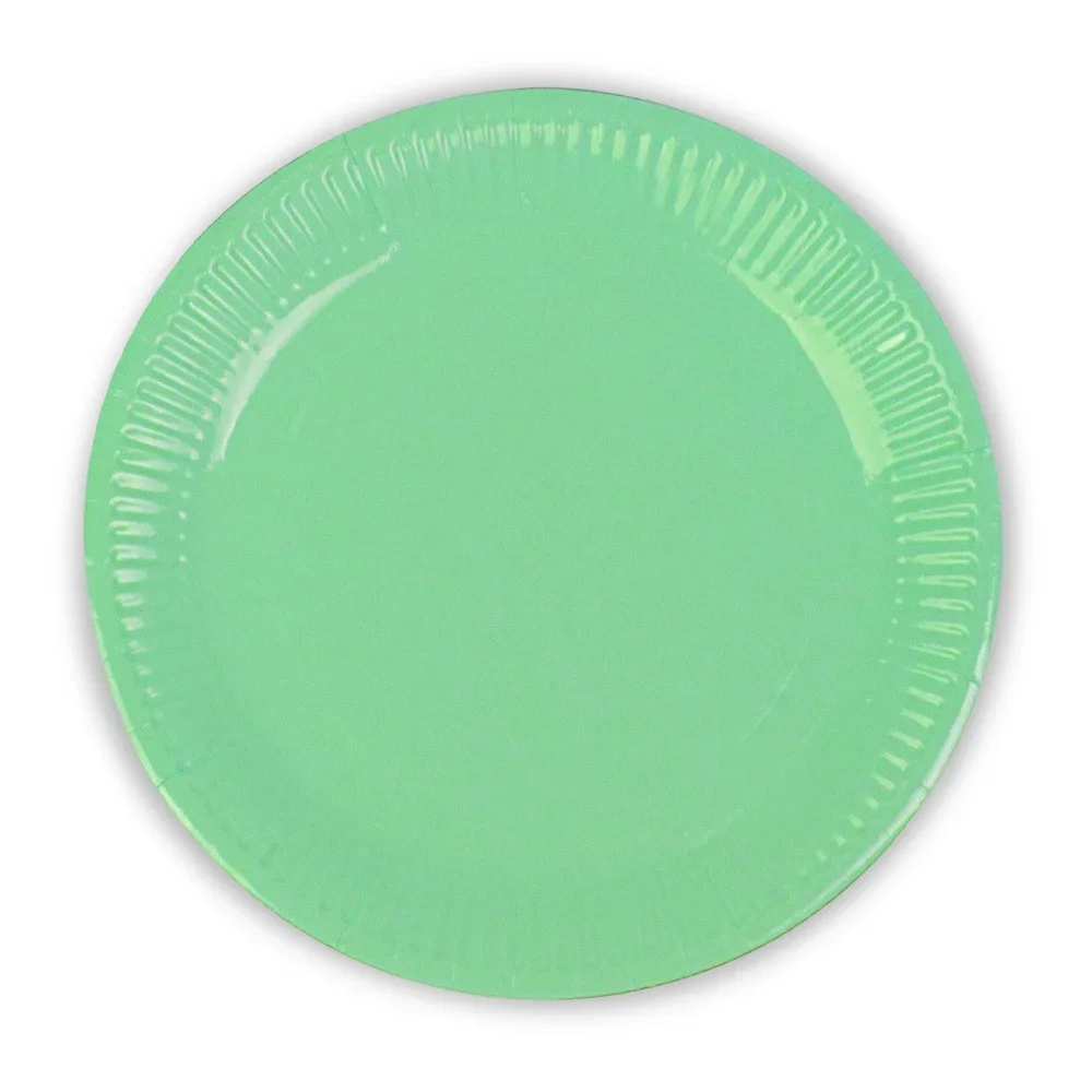 Yeşil Makaron Karton Tabak 23cm