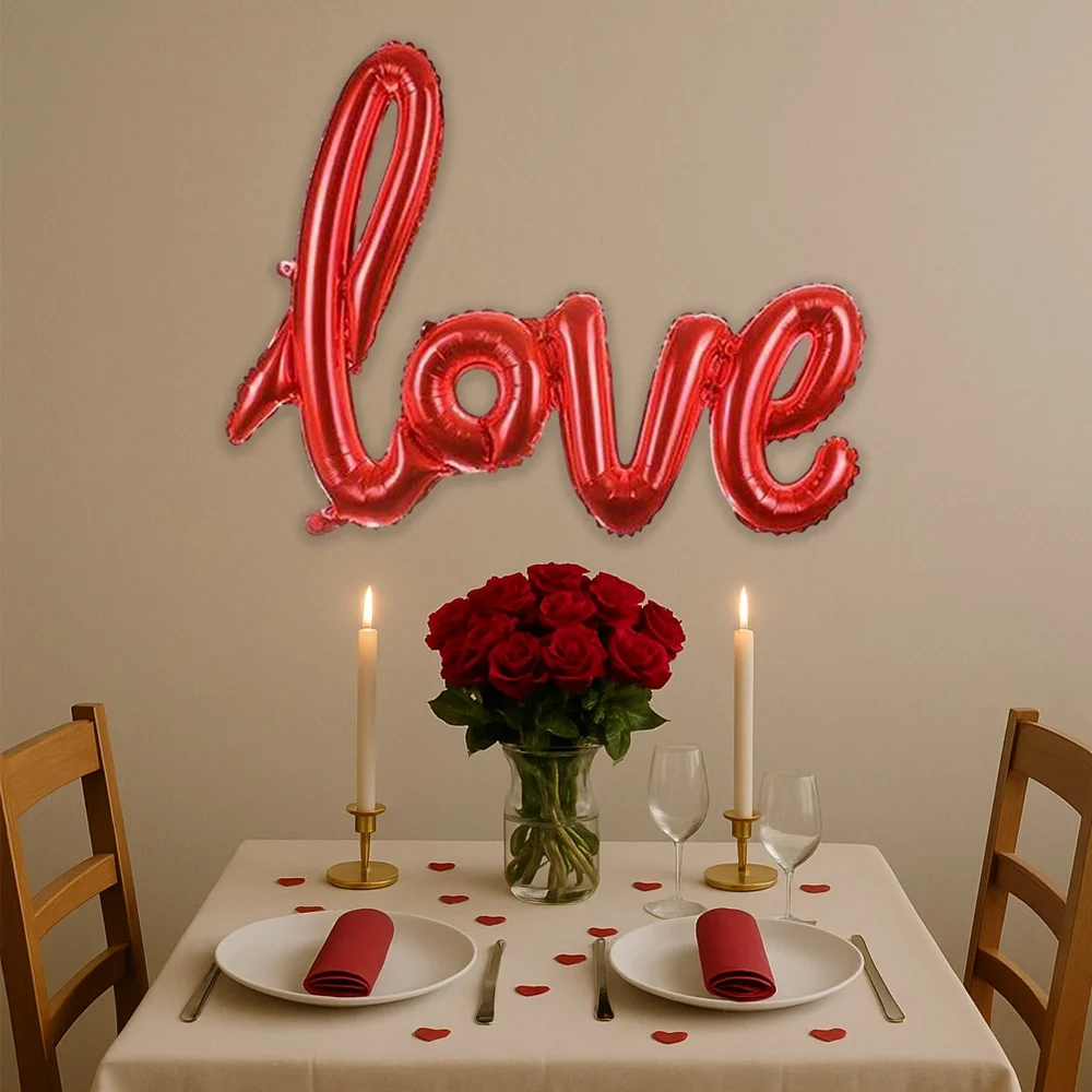 El Yazısı Görünümlü Kırmızı Love Folyo Balon