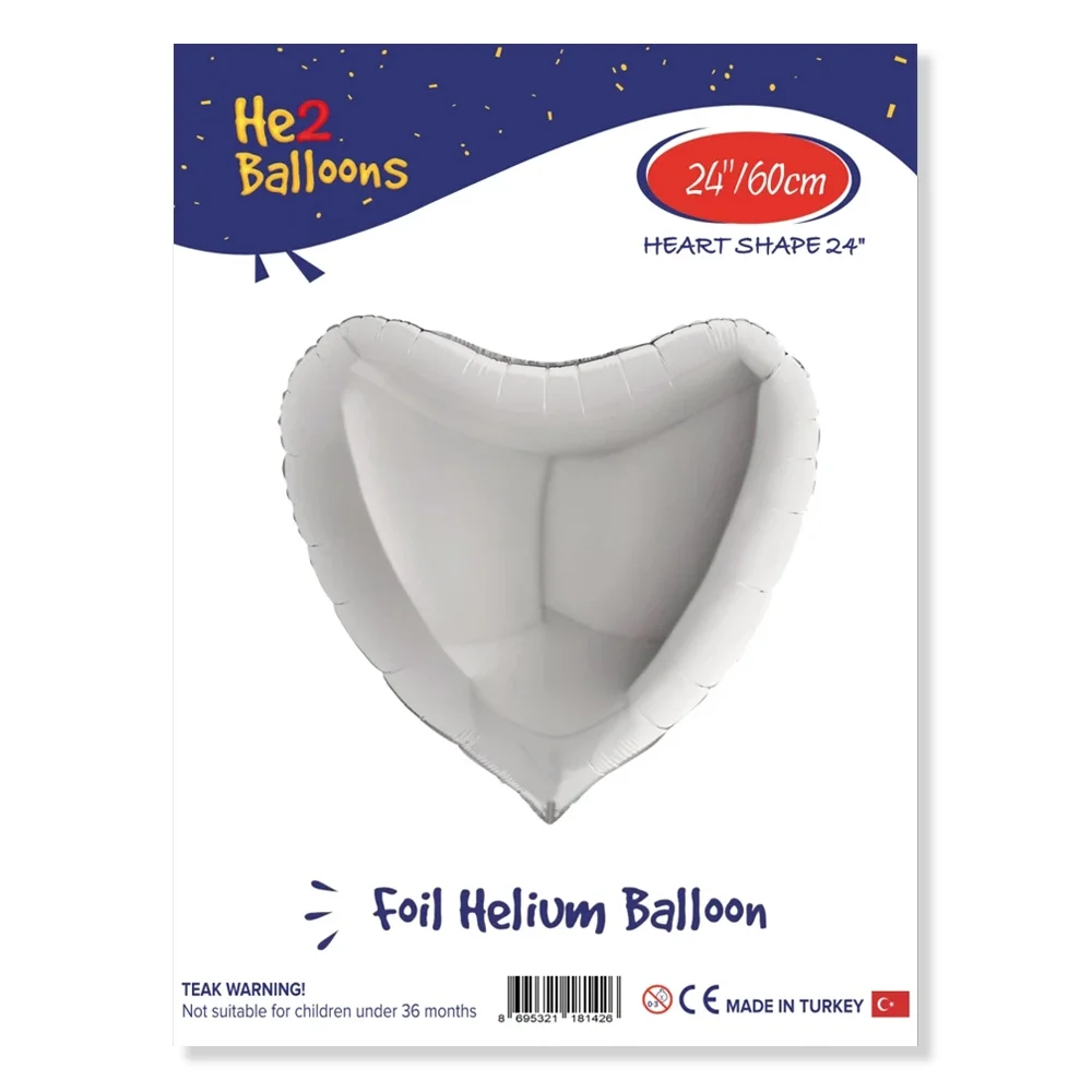 Gümüş Kalp Folyo Balon 24"