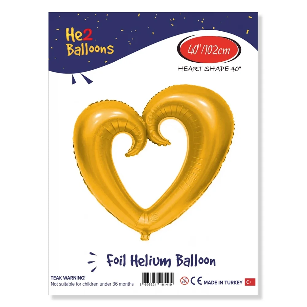 Altın İçi Boş Kalp Folyo Balon 40"