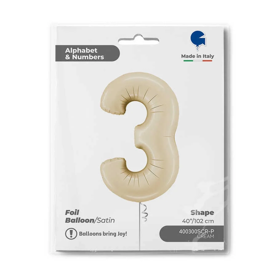 3 Rakam Grabo Satin Cream Folyo Balon 26"