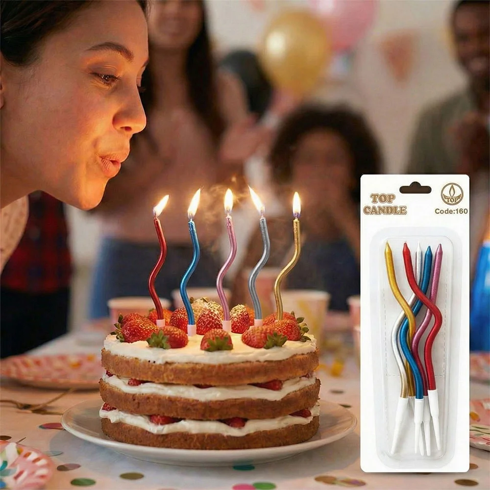 Mirror Metalik Karışık Renk Spiral Pasta Mumu